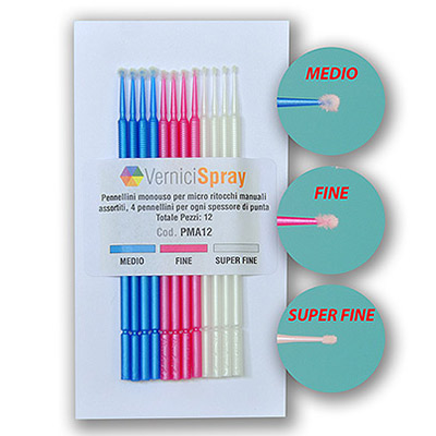 Car touch up microbrushes in 3 variants for cars and motorbikes