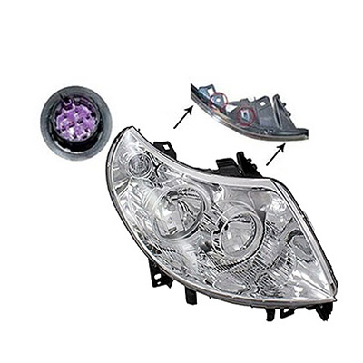 Right Front Headlight, H7+H1 - Electric with Motor