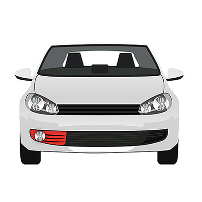 Front Bumper Grille w/ Fog Lamp Hole - Primed - Right Side