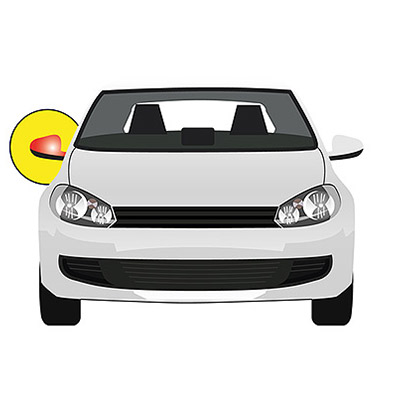 Right Electric Heated Door Mirror with temperature sensor and turn signal, Primed surface - 7 pins