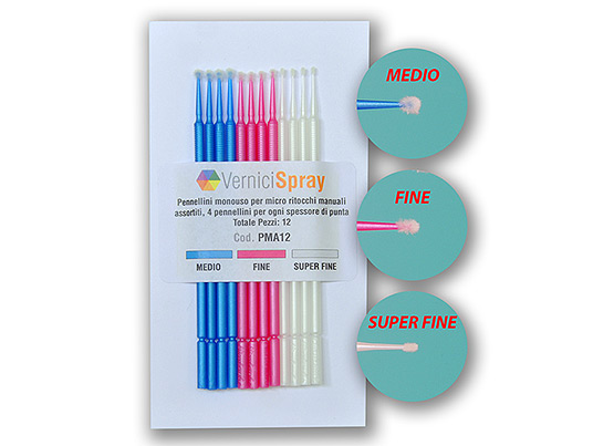Car touch up microbrushes in 3 variants for cars and motorbikes  
