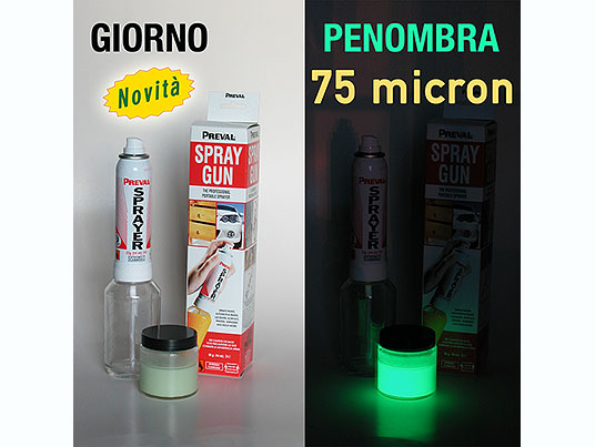 Kit Glow in the Dark Paint 75 microns and Spray Gun  