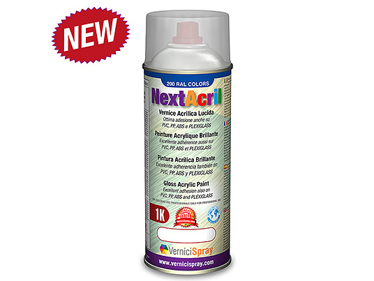 NextAcril - Gloss Acrylic Spray Paint high anchoring power even for PVC e ABS  