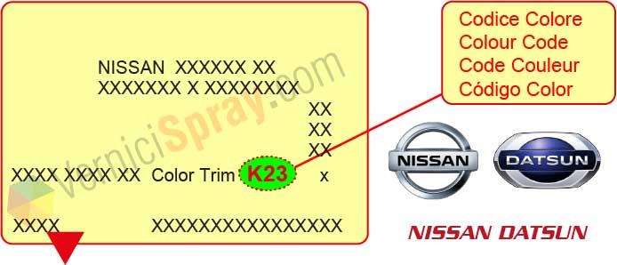 Find the color code DATSUN/NISSAN